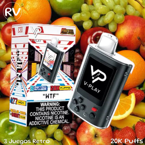 V-PLAY WTF 20K Puffs + 3 Juegos Retro