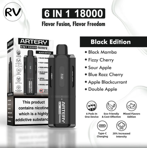 ARTERY 6 en 1 - 18K Puffs - Black Edition