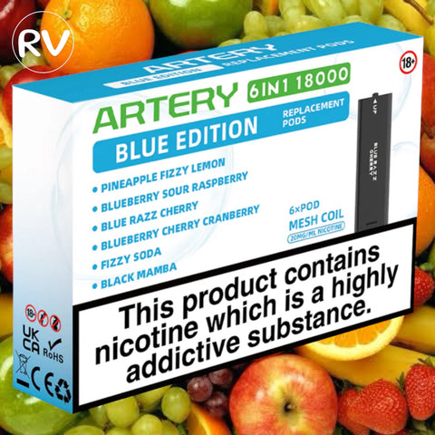 ARTERY POD'S  6 Repuestos - 18K Puffs - Blue Edition